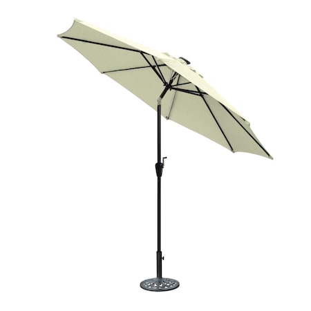 Propation 9 ft. Aluminum Umbrella with Crank & Solar Guide Tubes - Black Pole & Tan Fabric PR1081265